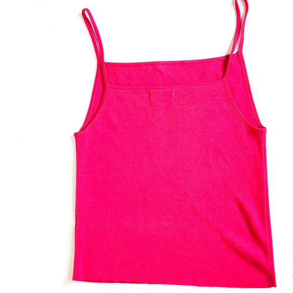 anthropologie hot pink tank top square neckline size L - Picture 4 of 5